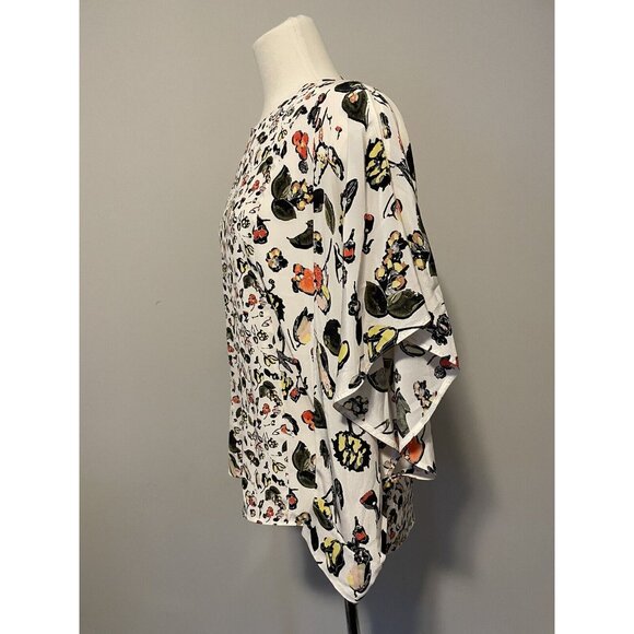 Grey Jason Wu White Silk Top with Floral Print and Front Keyhole, Size 6 - Picture 2 of 11